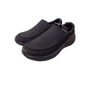NWT Athletic Works Men’s Sz 9.5 Black Slip on Loafers Shoes Casual Fabric NEW